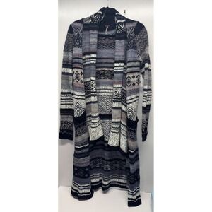 Free people yesterday's smile long fair isle knit cardigan coat size Small